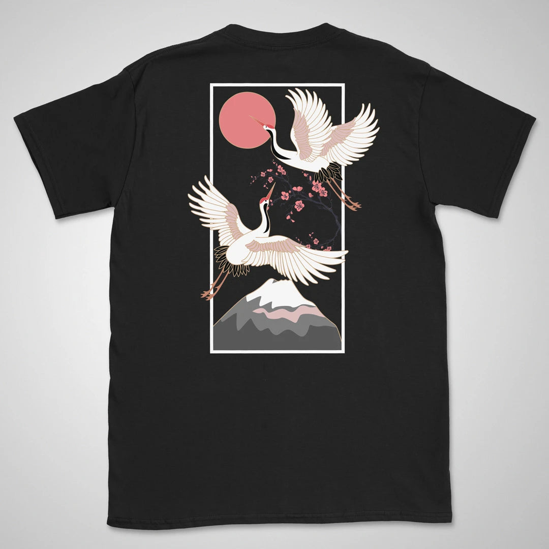 Cranes Over Fuji | back print ❀ T-shirt