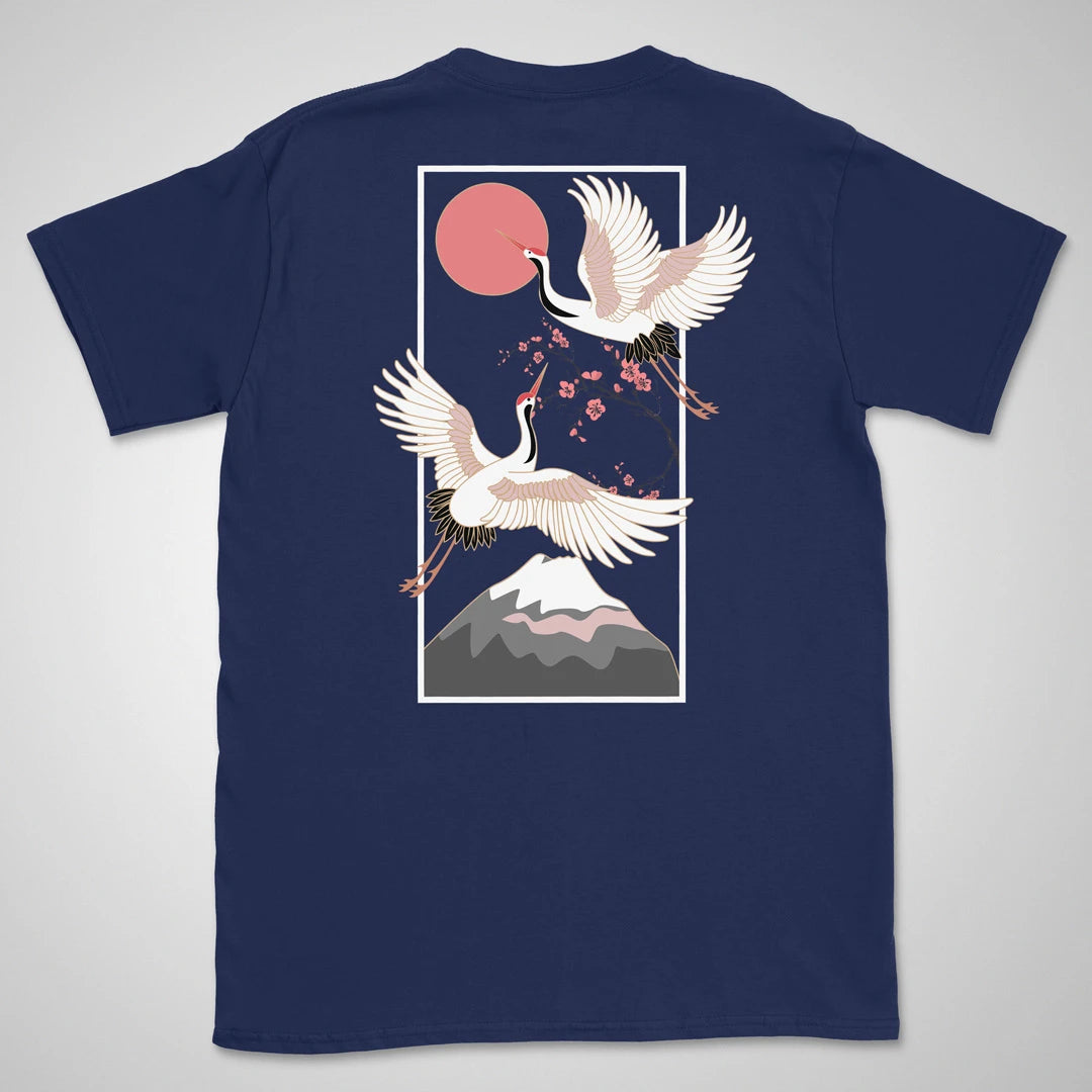Cranes Over Fuji | back print ❀ T-shirt