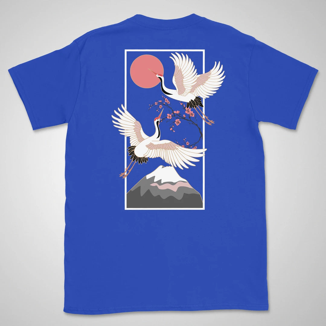 Cranes Over Fuji | back print ❀ T-shirt