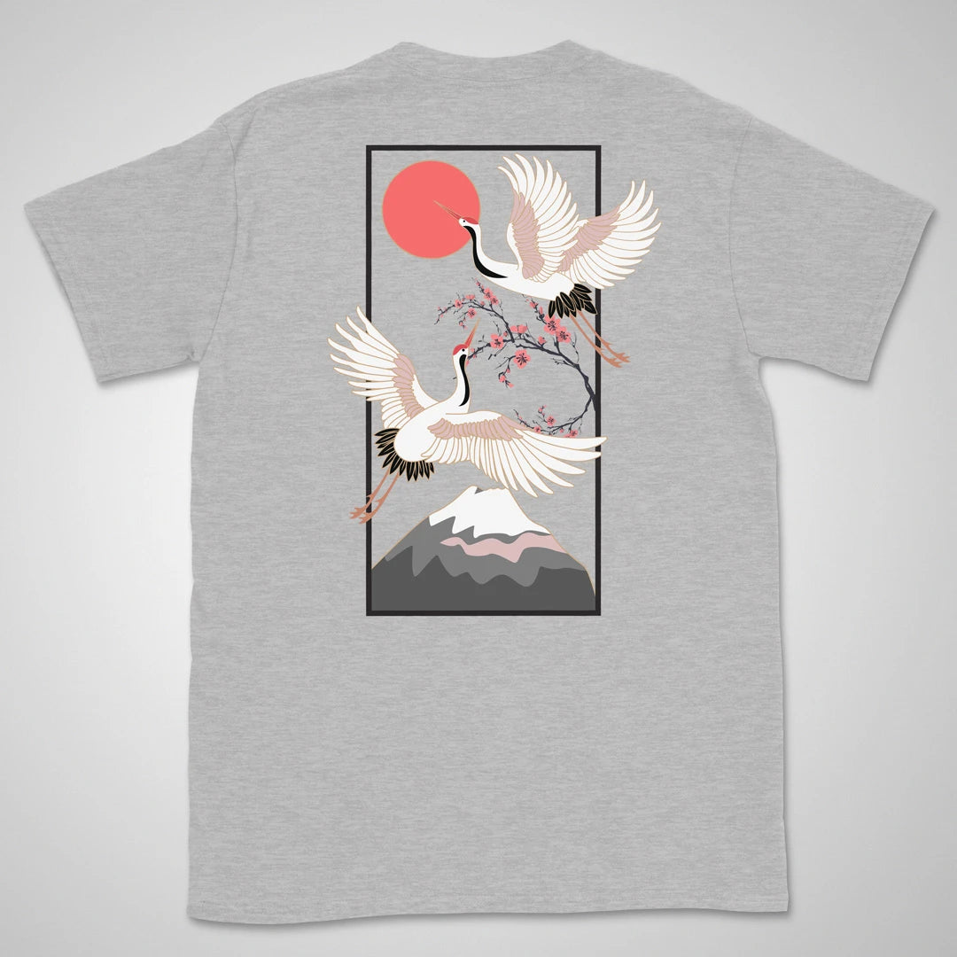 Cranes Over Fuji | back print ❀ T-shirt