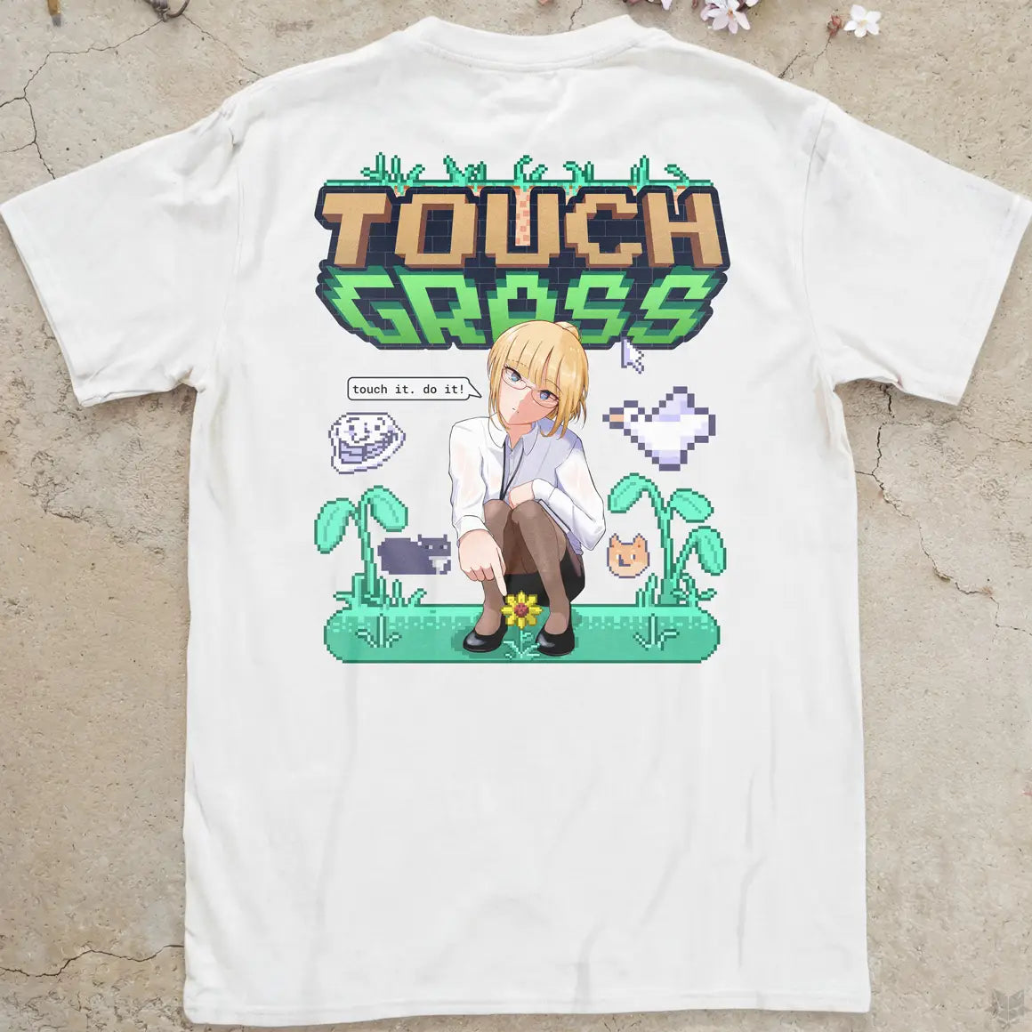 Touch Grass | back print ❀ T-shirt