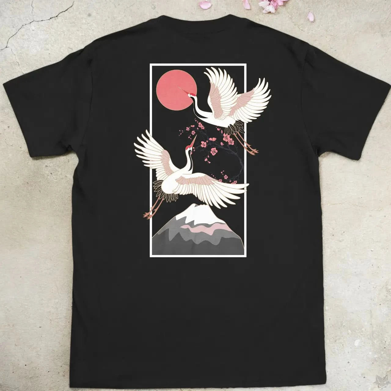 Cranes Over Fuji | back print ❀ T-shirt