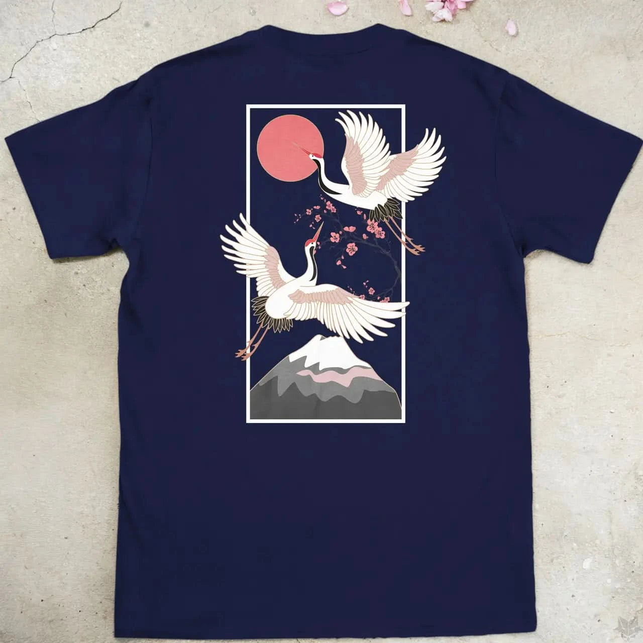 Cranes Over Fuji | back print ❀ T-shirt
