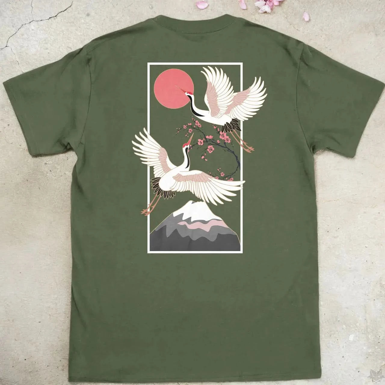 Cranes Over Fuji | back print ❀ T-shirt