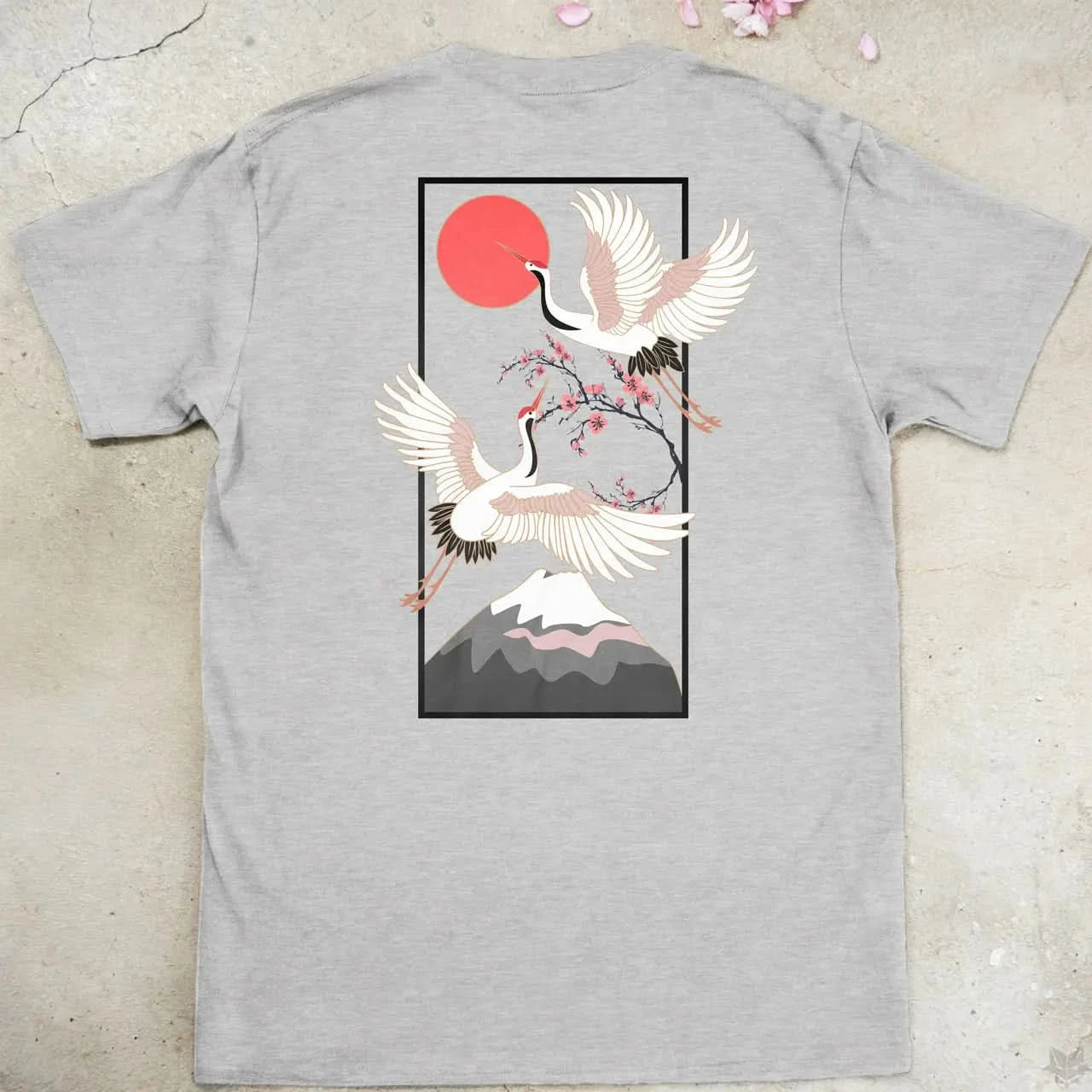Cranes Over Fuji | back print ❀ T-shirt