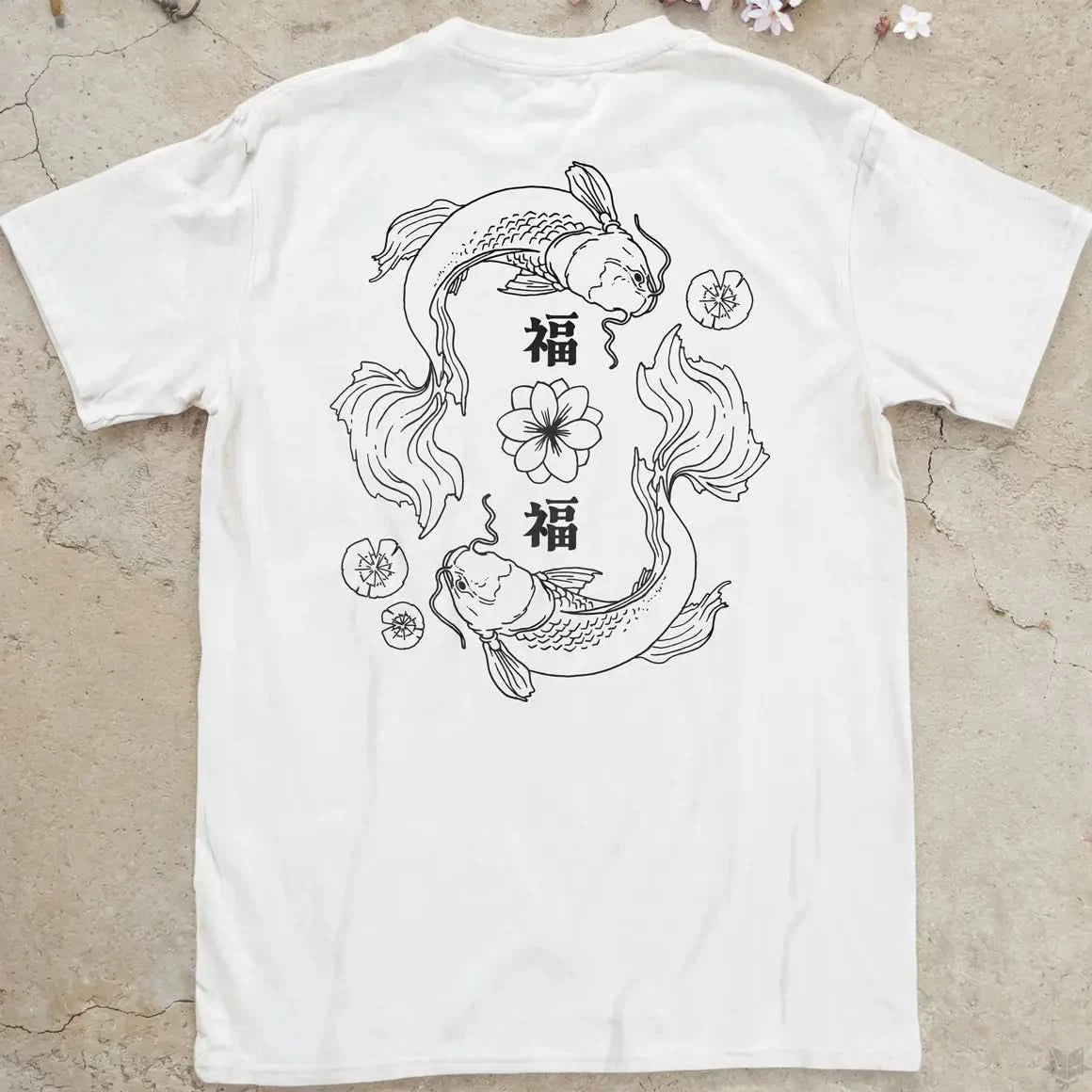 Good Fortune x2 BW | back print ❀ T-shirt