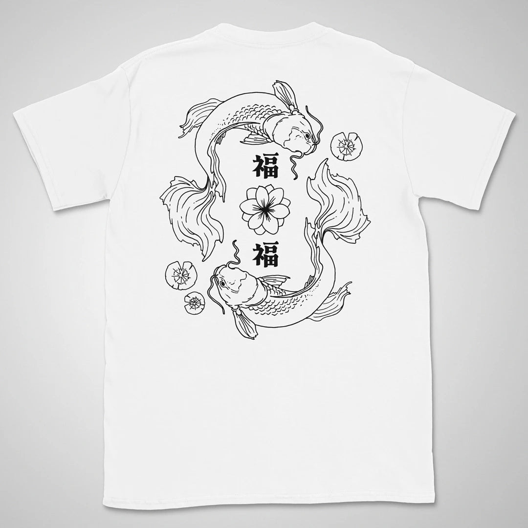 Good Fortune x2 BW | back print ❀ T-shirt