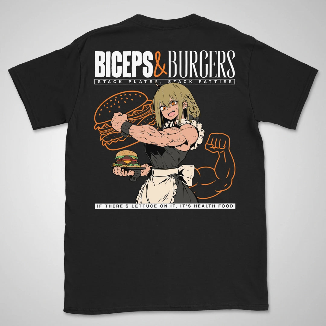 Biceps & Burgers | back print ❀ T-shirt