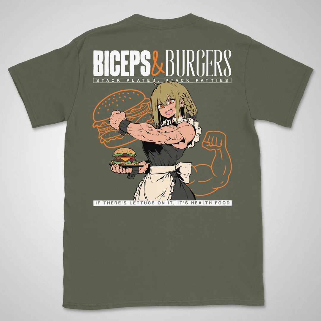 Biceps & Burgers | back print ❀ T-shirt
