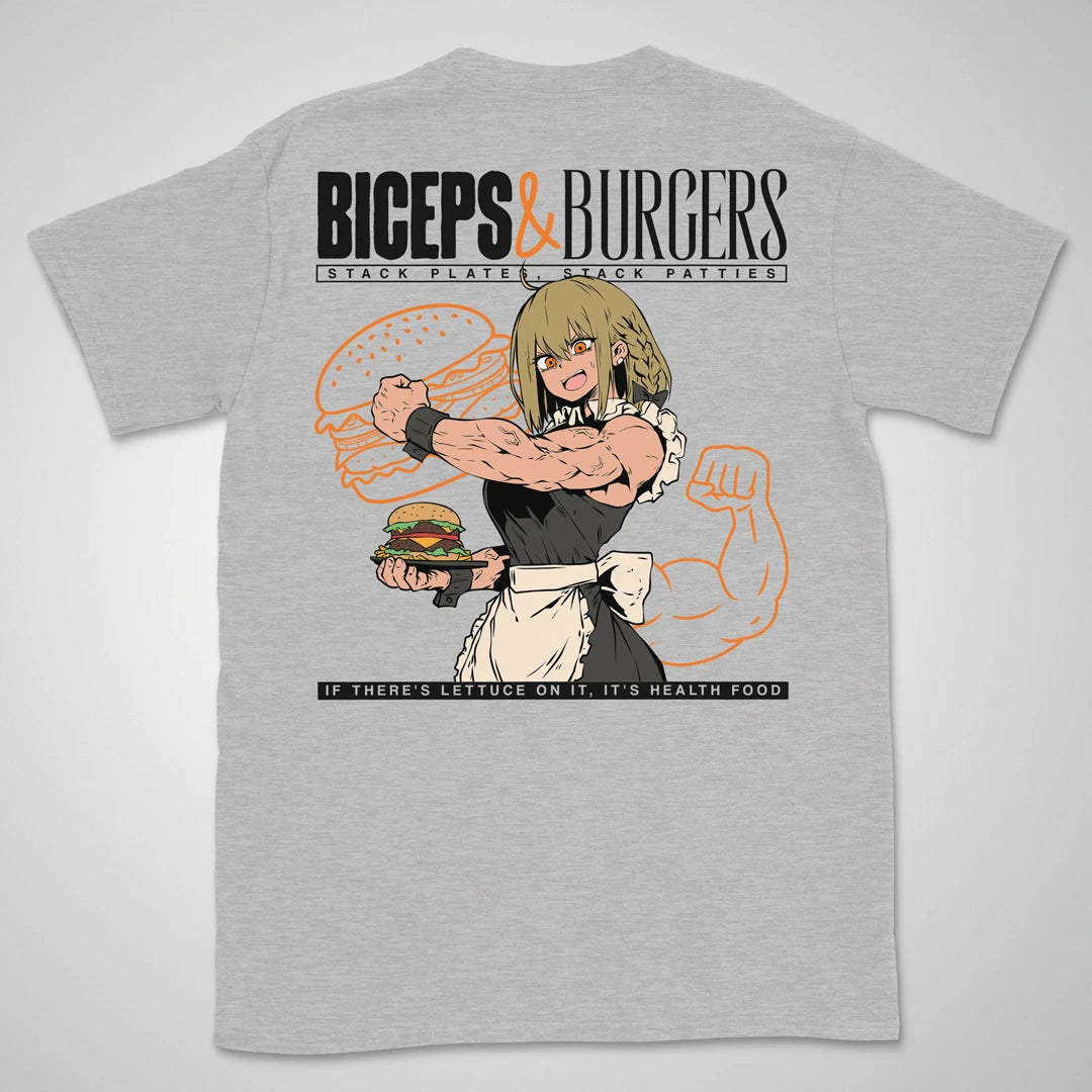 Biceps & Burgers | back print ❀ T-shirt